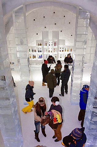 Ice bar, Igloo Village on Shikaribetsu frozen lake, Snow Water surface , Shikaribetsu, Hokkaido, Japan